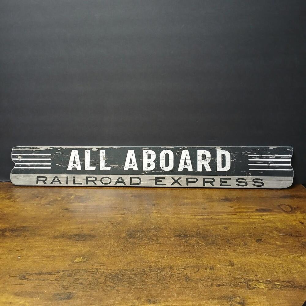 All Aboard Railroad Express Wooden 24x3.5" Sign Decor